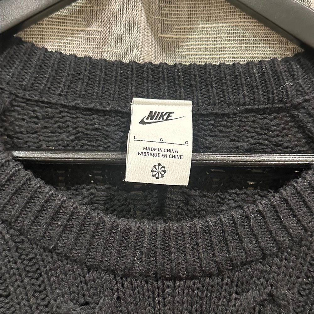 Nike Men's Black Crewneck Knit Sweater - Picture 2 of 3